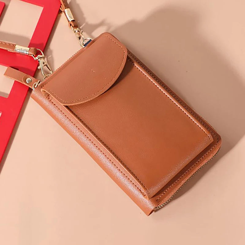 シンプルで多機能なレディース携帯ポシェットバッグ